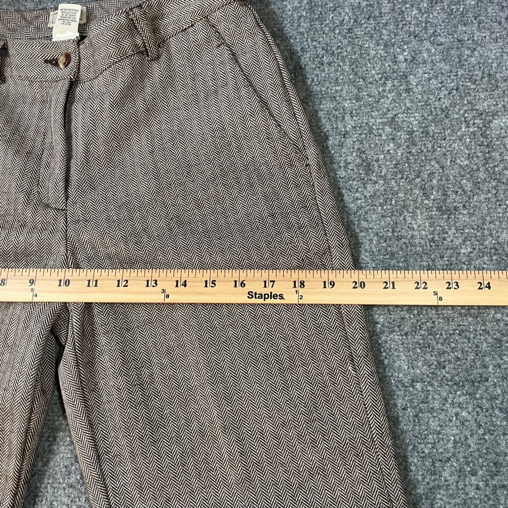 LL Bean Trousers Womens 4 Reg Brown Herringbone Cotton Straight Leg Pants - Picture 4 of 12